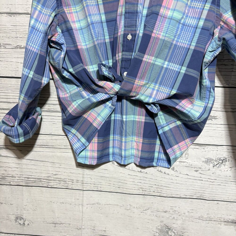 Crown & Ivy XL Shirt Ruffle Collar Easter Pastels Pink Blue Preppy CUTE Upcycled - Picture 6 of 8